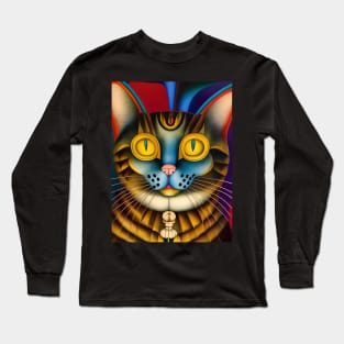 Cat Colorful Abstract Art Long Sleeve T-Shirt